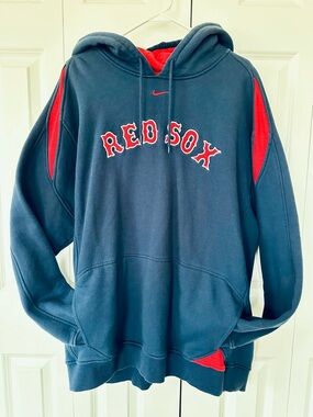 Nike Navy and Red Red Sox Pullover Hoodie